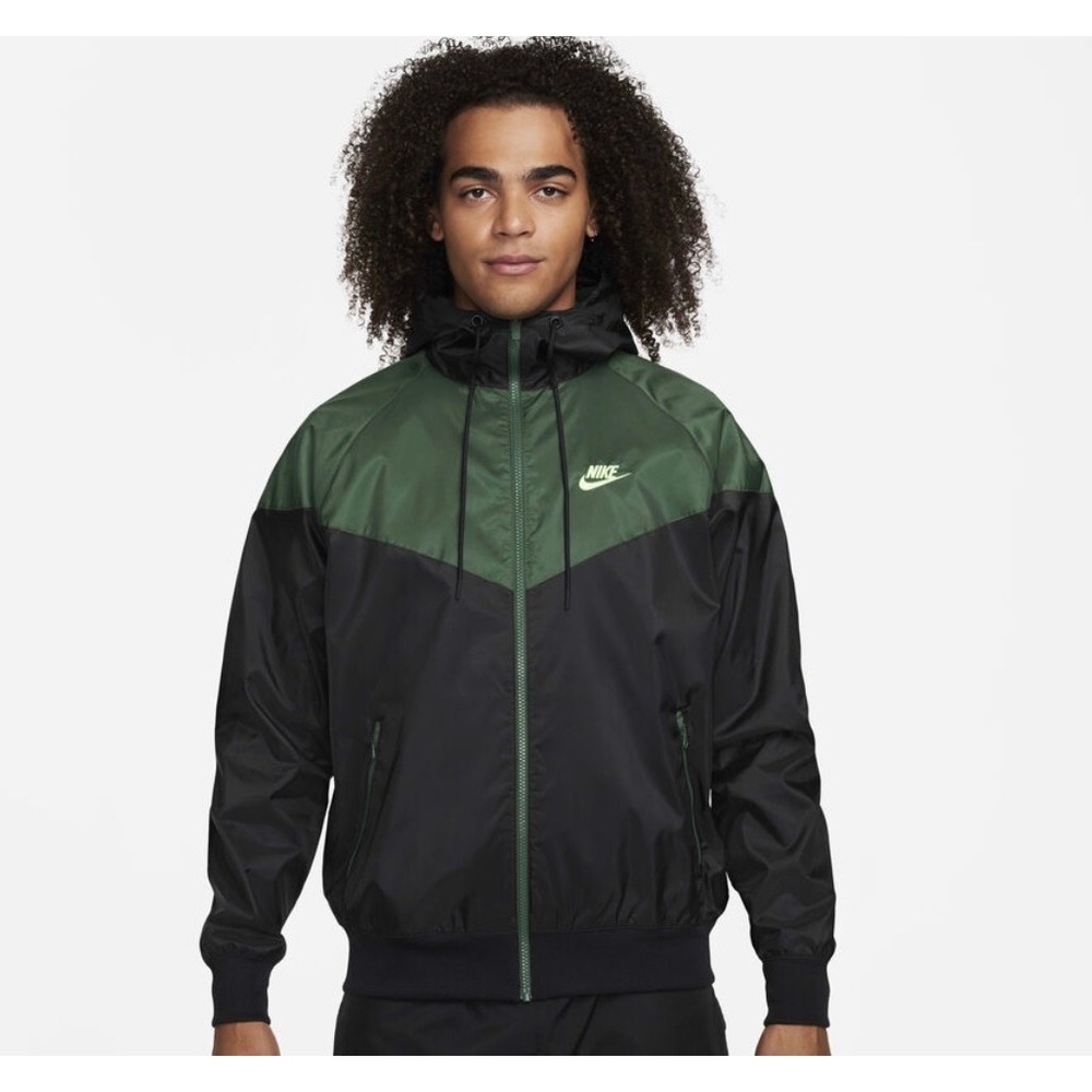 Nike Windrunner Jacket Mens M Green Black NEW 727324-019 Chevron Zip Windbreaker